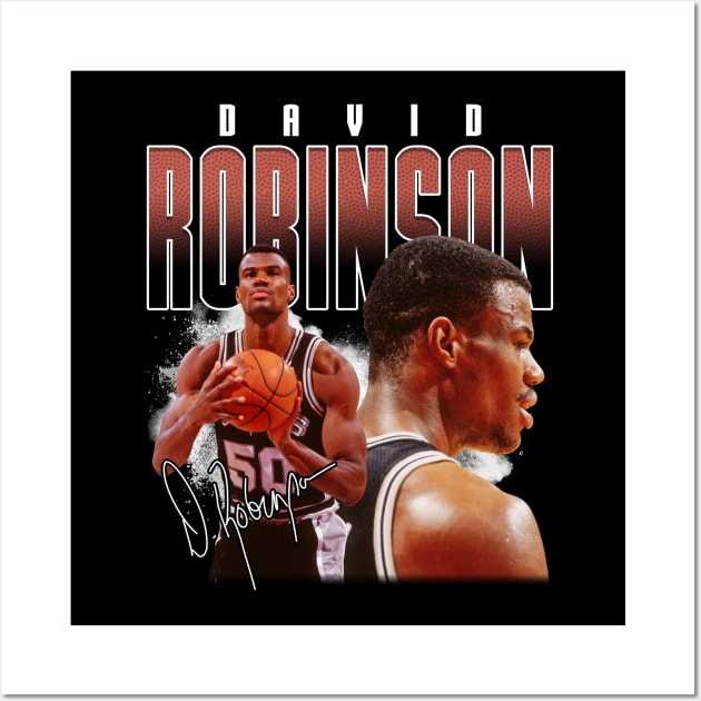 David Robinson Basketball Legend Vintage Signature Retro Bootleg Style Wall Art by Koch Sean